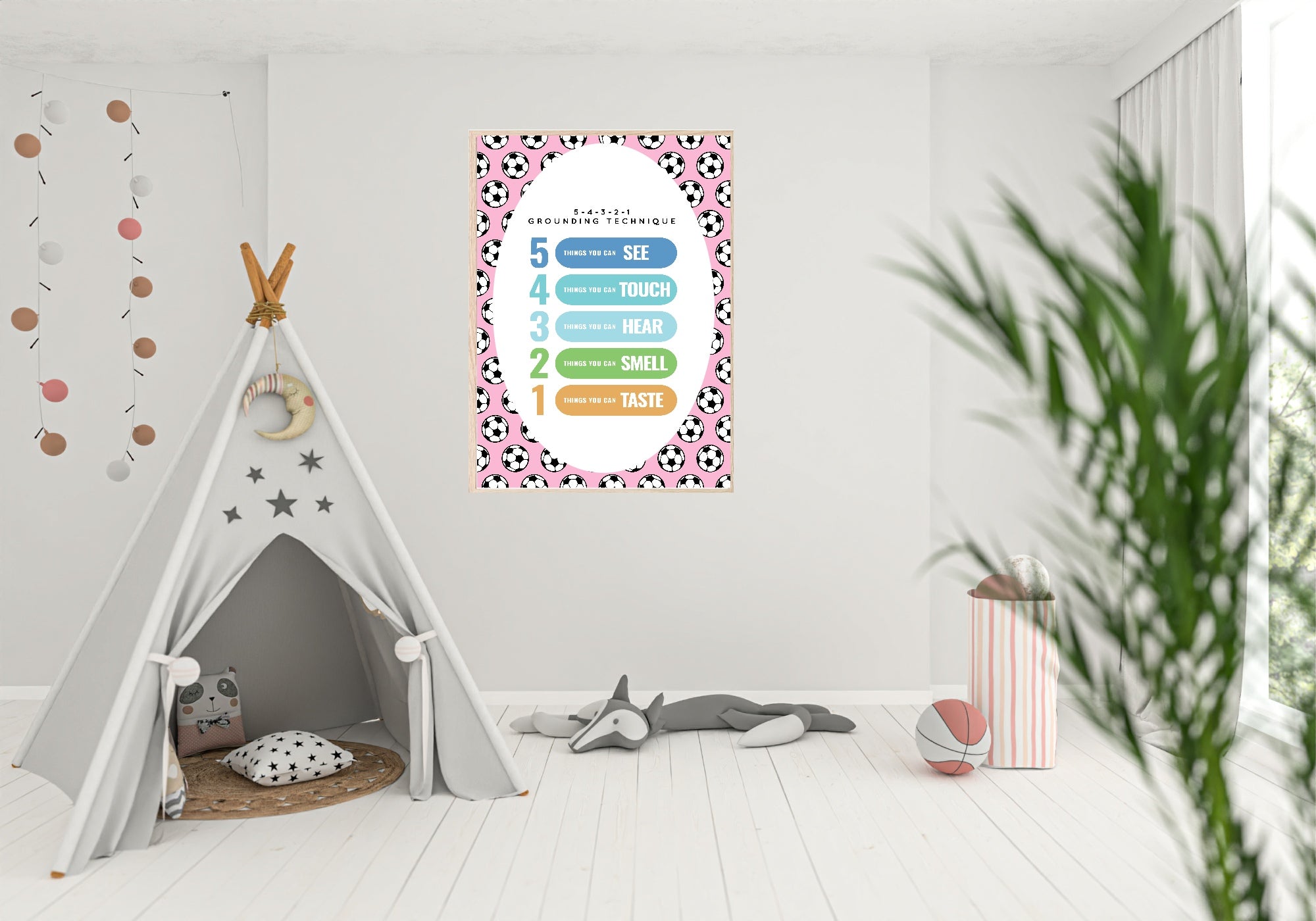 Pink Football Grounding Technique Poster | Emotional Support Tool Wall Art