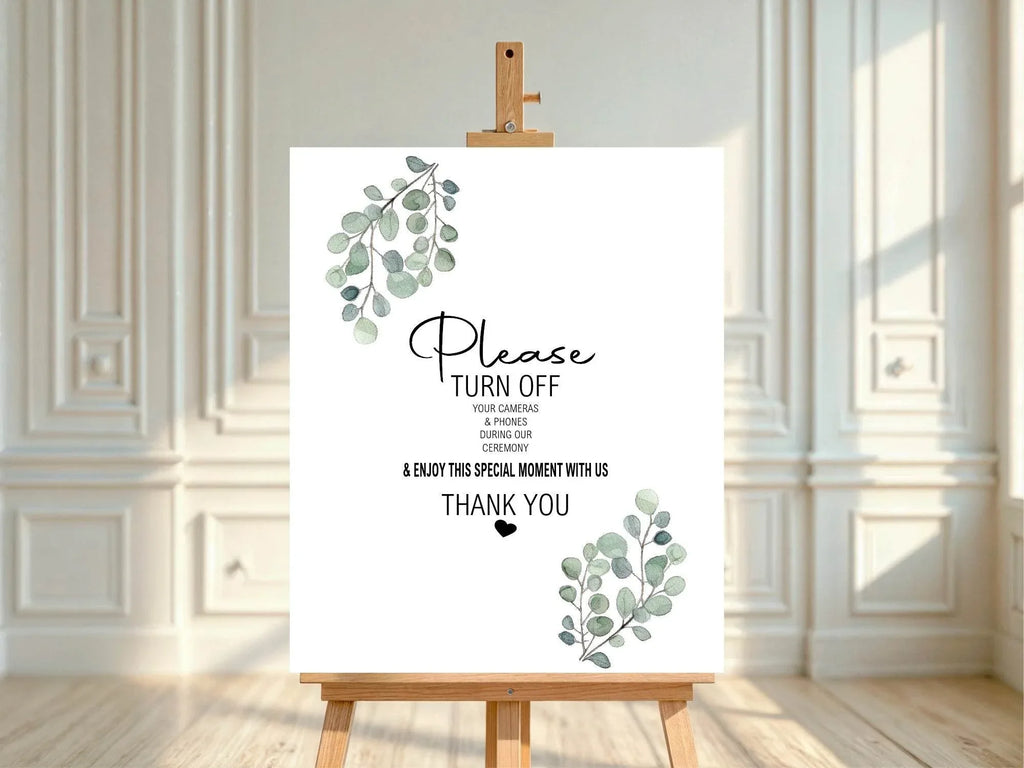 Eucalyptus Unplugged Wedding Party Sign - Larosier Prints