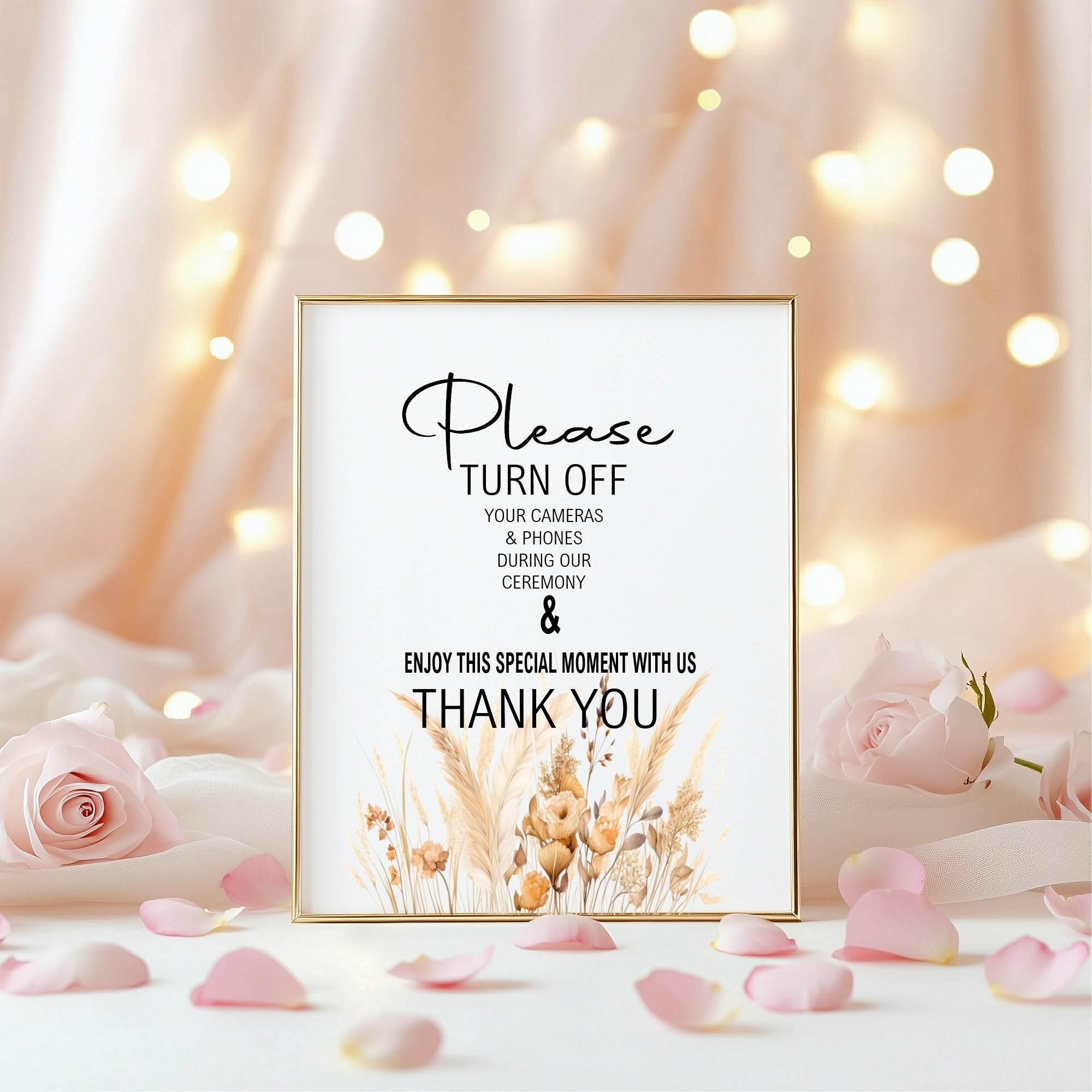 Boho Unplugged Wedding Party Sign - Larosier Prints