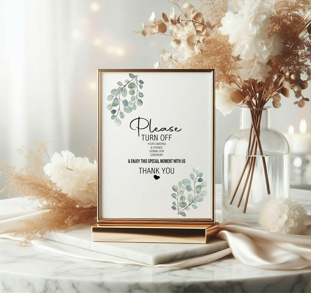 Eucalyptus Unplugged Wedding Party Sign - Larosier Prints