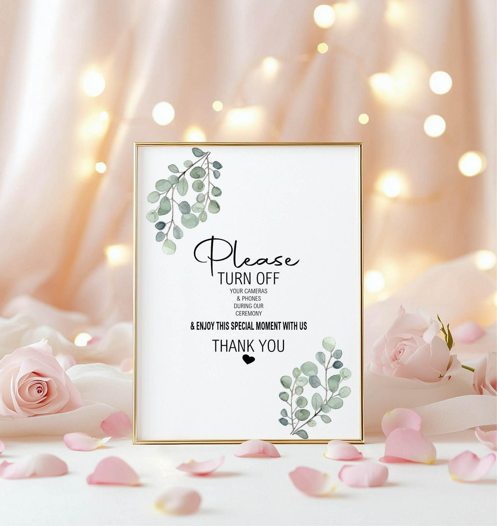 Eucalyptus Unplugged Wedding Party Sign - Larosier Prints