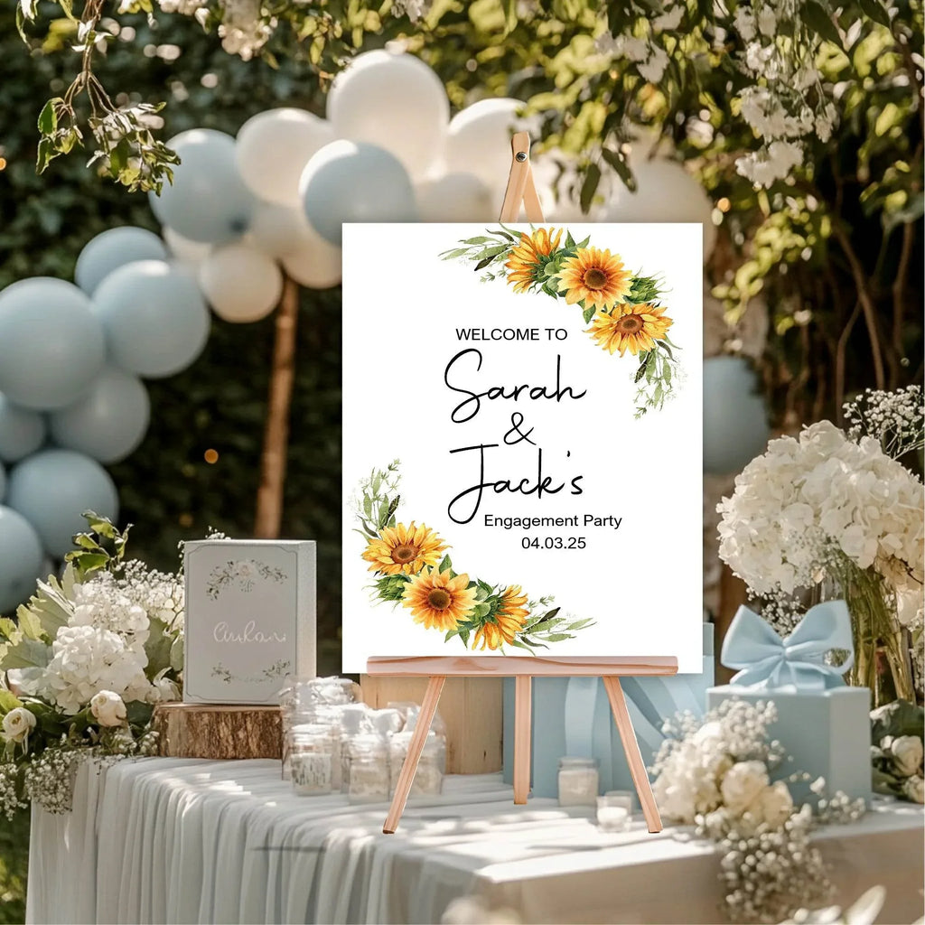 Sunflower Engagement Welcome Party Sign - Larosier Prints