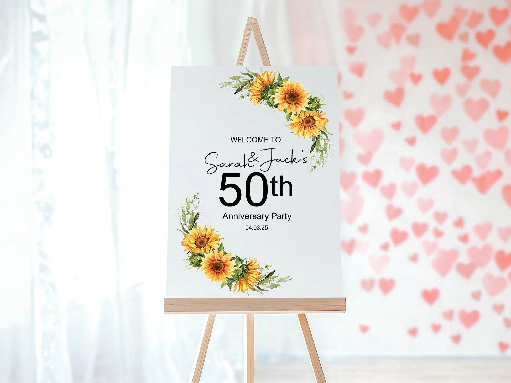 Sunflower Welcome Anniversary Party Sign
