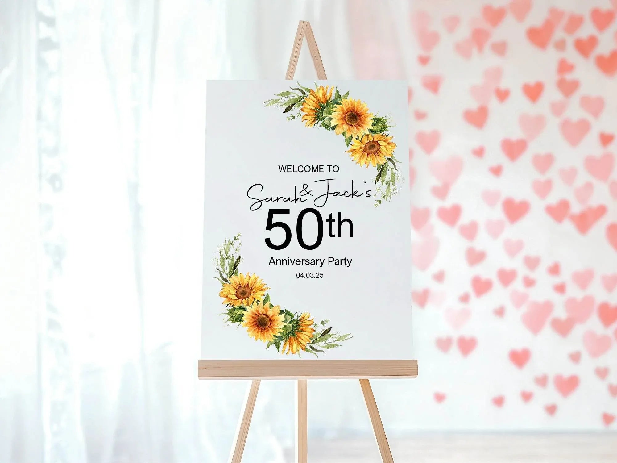 Sunflower Welcome Anniversary Party Sign - Larosier Prints