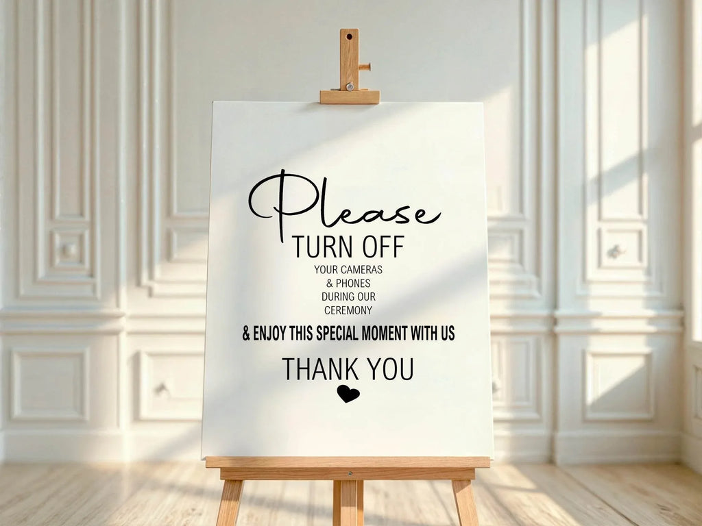 Minimalist Unplugged Wedding Party Sign - Larosier Prints