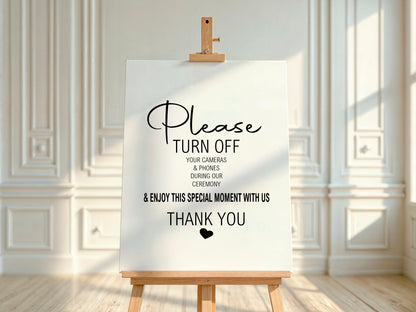 Minimalist Unplugged Wedding Sign | Black & White