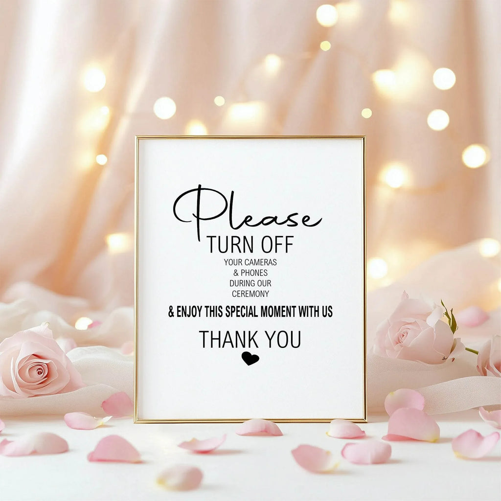 Minimalist Unplugged Wedding Party Sign - Larosier Prints