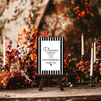 Black & White Stripe Unplugged Wedding Party Sign - Larosier Prints