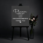 Minimalist Noir Unplugged Wedding Party Sign - Larosier Prints