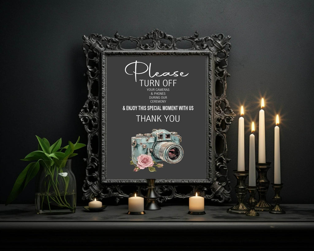 Gothic Unplugged Wedding Party Sign - Larosier Prints