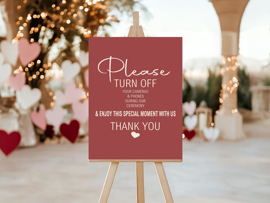 Rosewood Unplugged Wedding Party Sign
