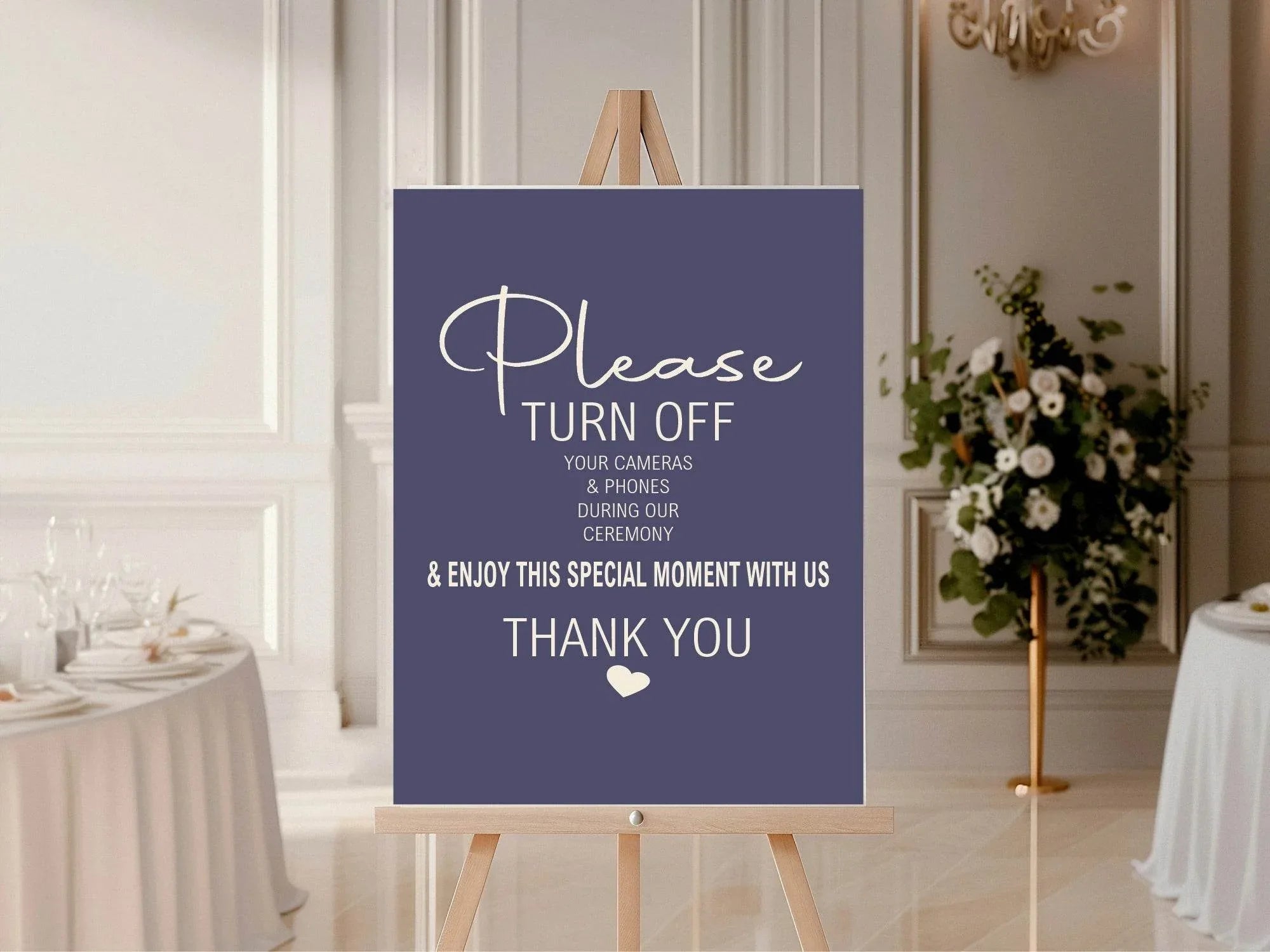 Sapphire Unplugged Wedding Party Sign - Larosier Prints
