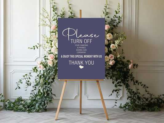 Sapphire Unplugged Wedding Party Sign