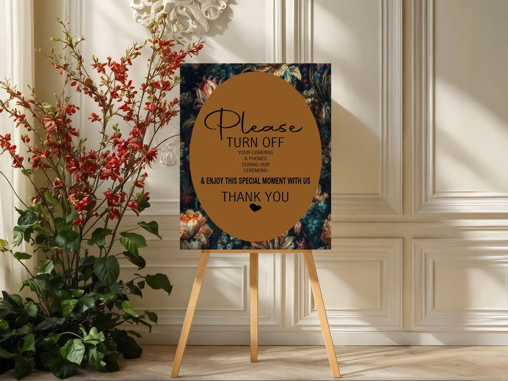 Moody Floral Wedding Thank You Sign