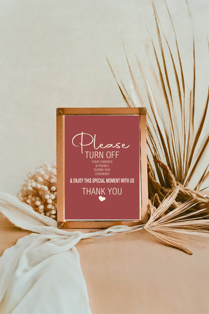 Rosewood Unplugged Wedding Party Sign