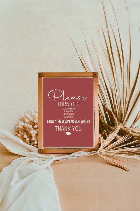 Rosewood Unplugged Wedding Party Sign