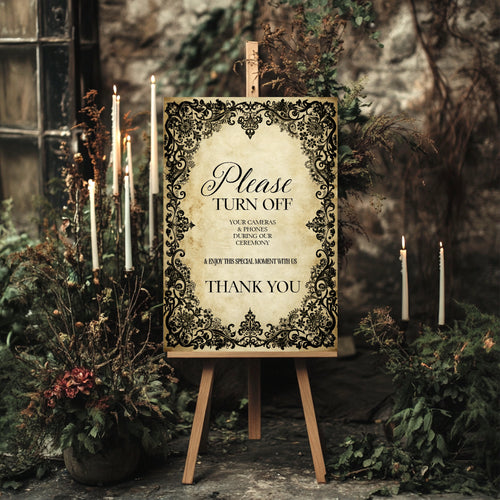 Black Lace Wedding Unplugged Sign
