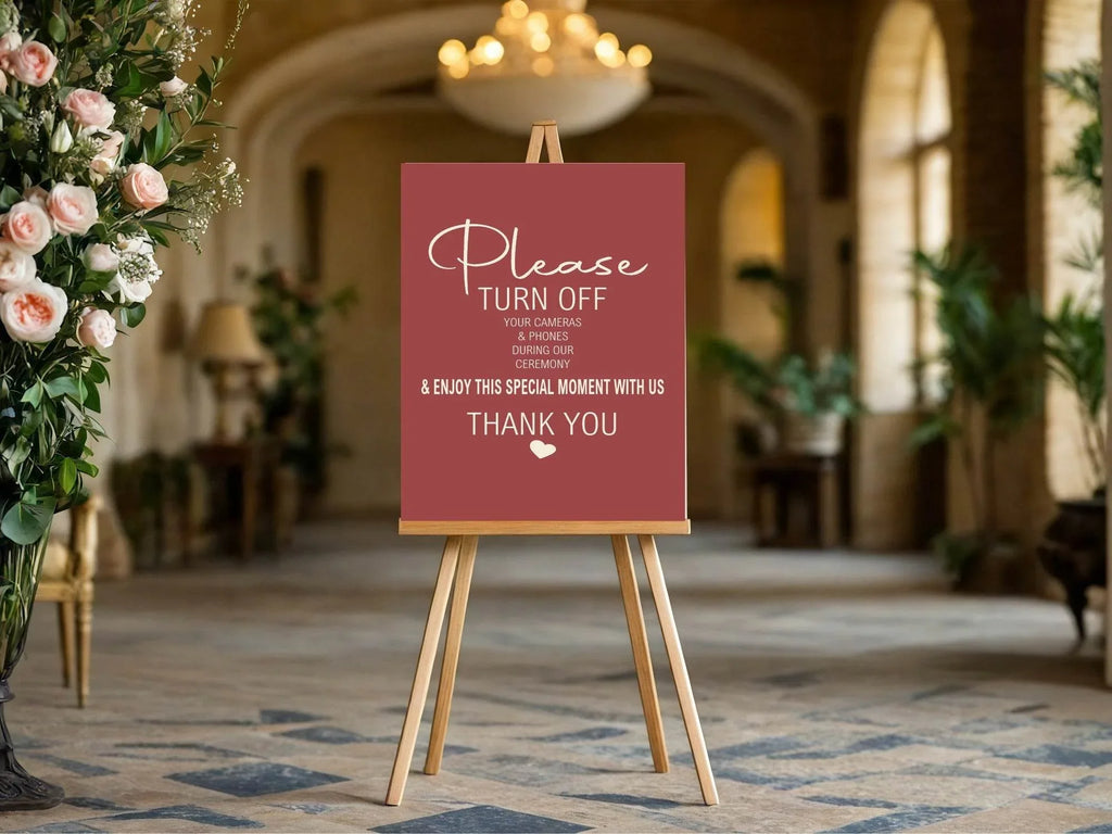 Rosewood Unplugged Wedding Party Sign - Larosier Prints