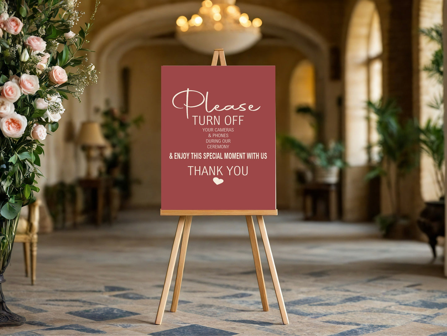 Rosewood Unplugged Wedding Party Sign