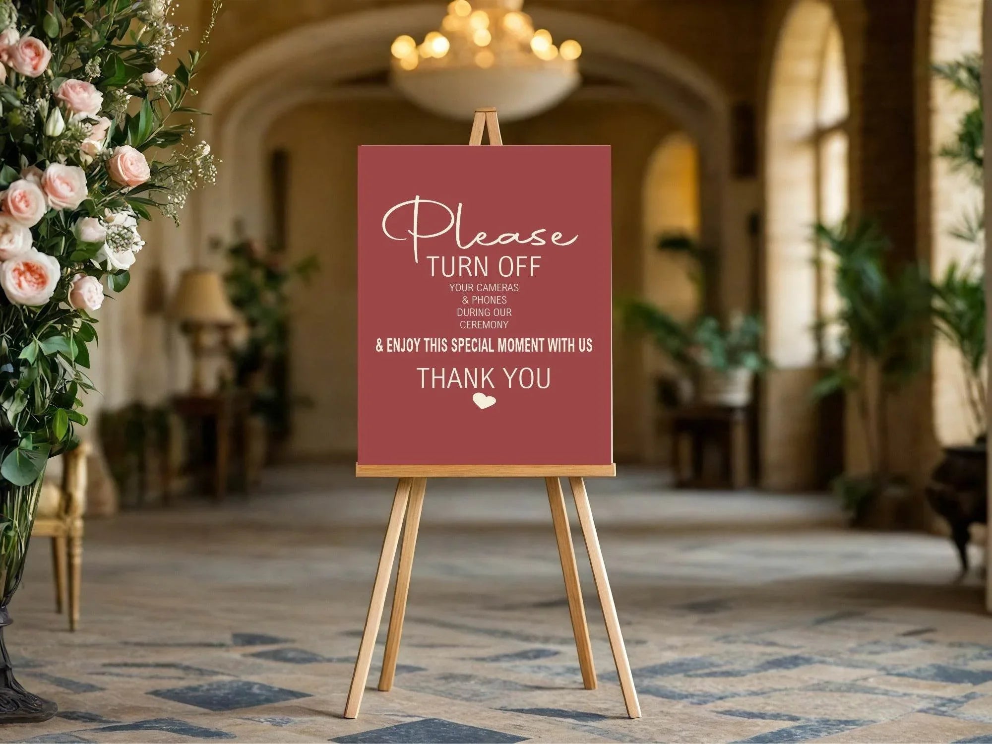 Rosewood Unplugged Wedding Party Sign - Larosier Prints