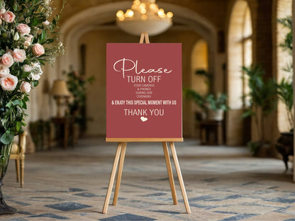 Rosewood Unplugged Wedding Party Sign