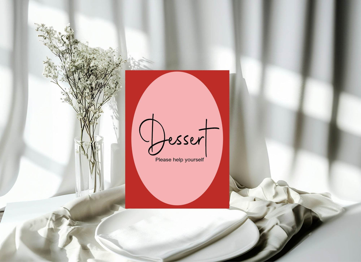 Red & Pink Dessert Baby Shower Party Sign