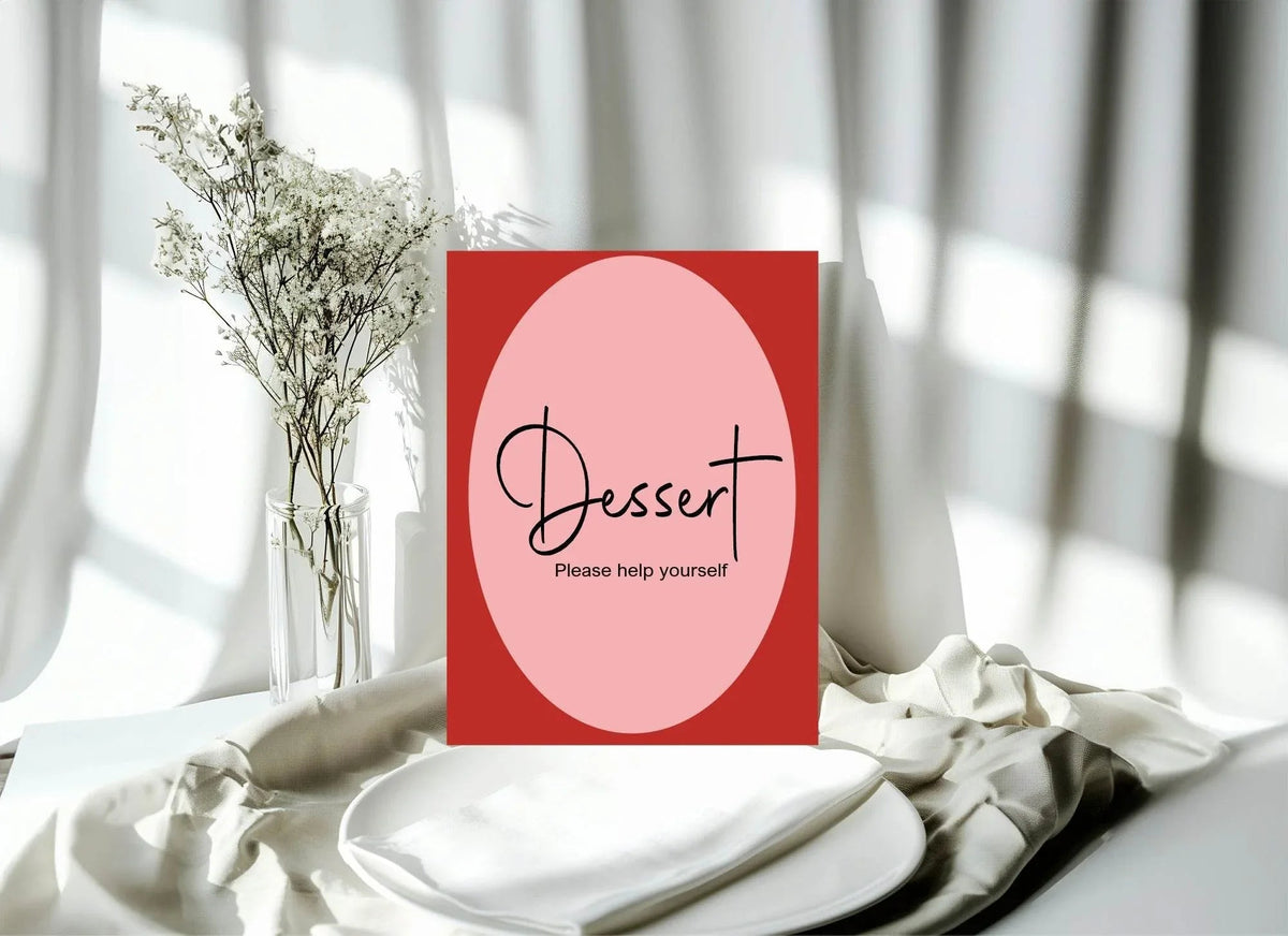 Red & Pink custom baby shower party sign example: Red & Pink Dessert Baby Shower Party Sign
