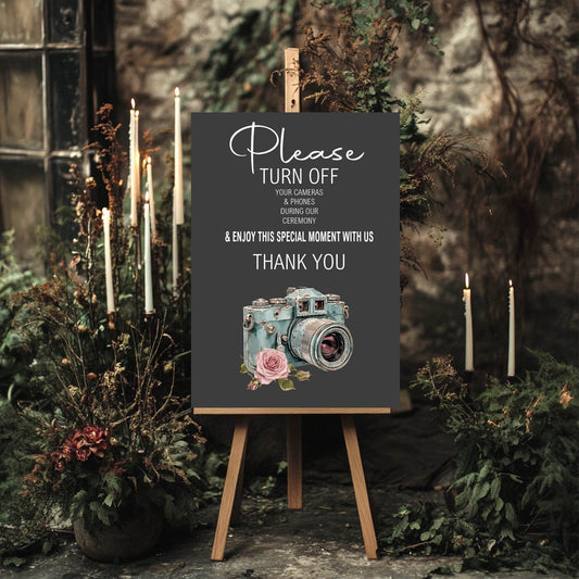Gothic Unplugged Wedding Party Sign