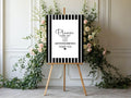 Black & White Stripe Unplugged Wedding Party Sign - Larosier Prints