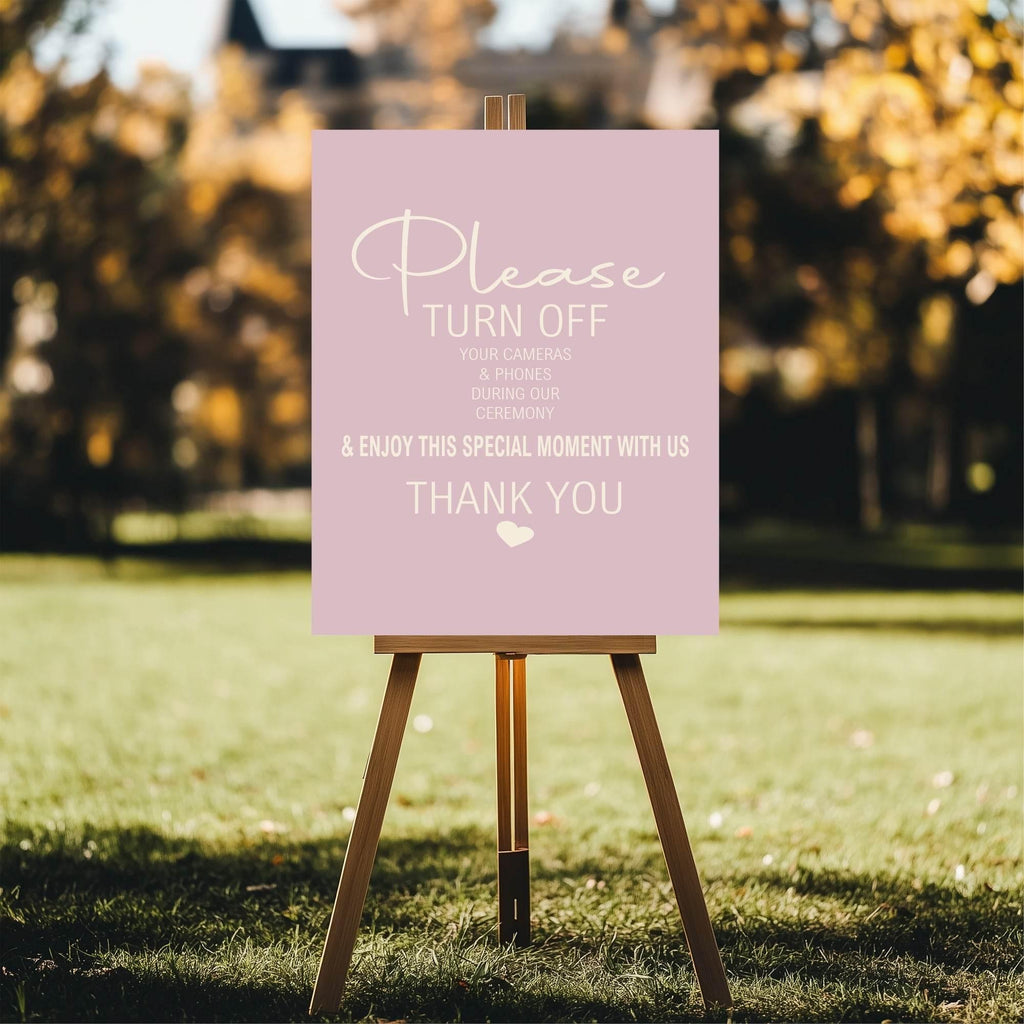 Dusky Pink Unplugged Wedding Party Sign - Larosier Prints