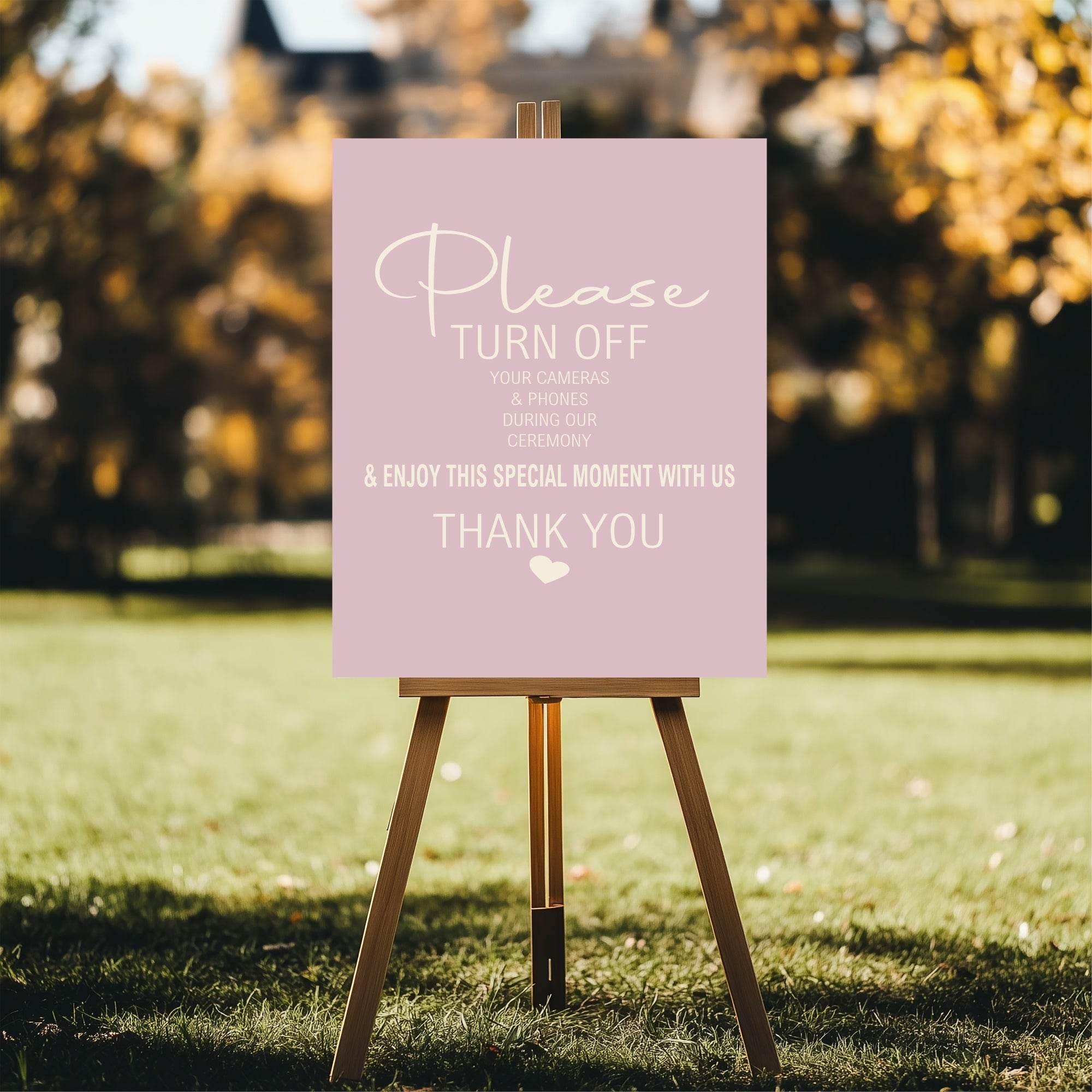 Dusky Pink Unplugged Wedding Party Sign - Larosier Prints