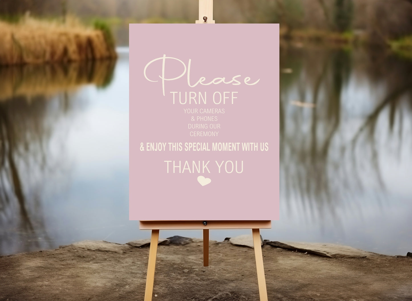Dusky Pink Unplugged Wedding Party Sign