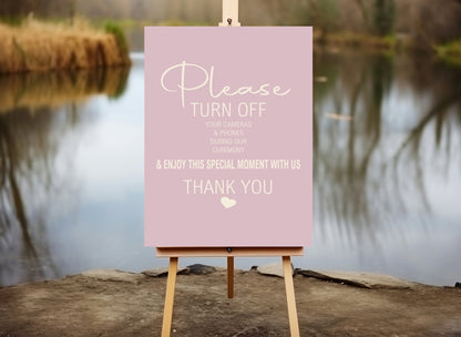 Dusky Pink Unplugged Wedding Party Sign