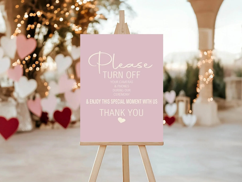 Dusky Pink Unplugged Wedding Party Sign - Larosier Prints