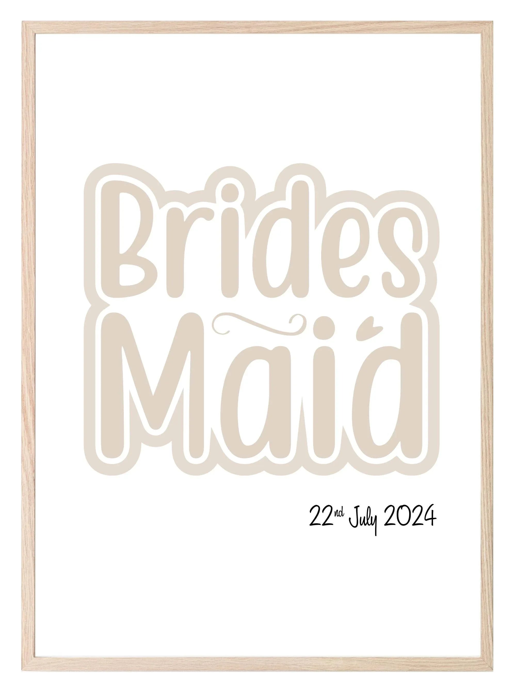 Personalised Date Bridesmaid Print | Wedding Wall Art - Larosier Prints