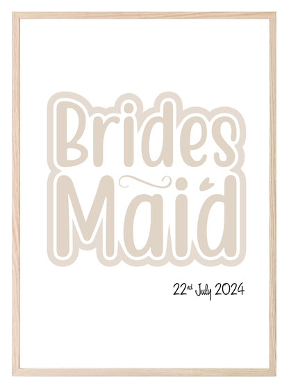 Personalised Date Bridesmaid Print | Wedding Wall Art