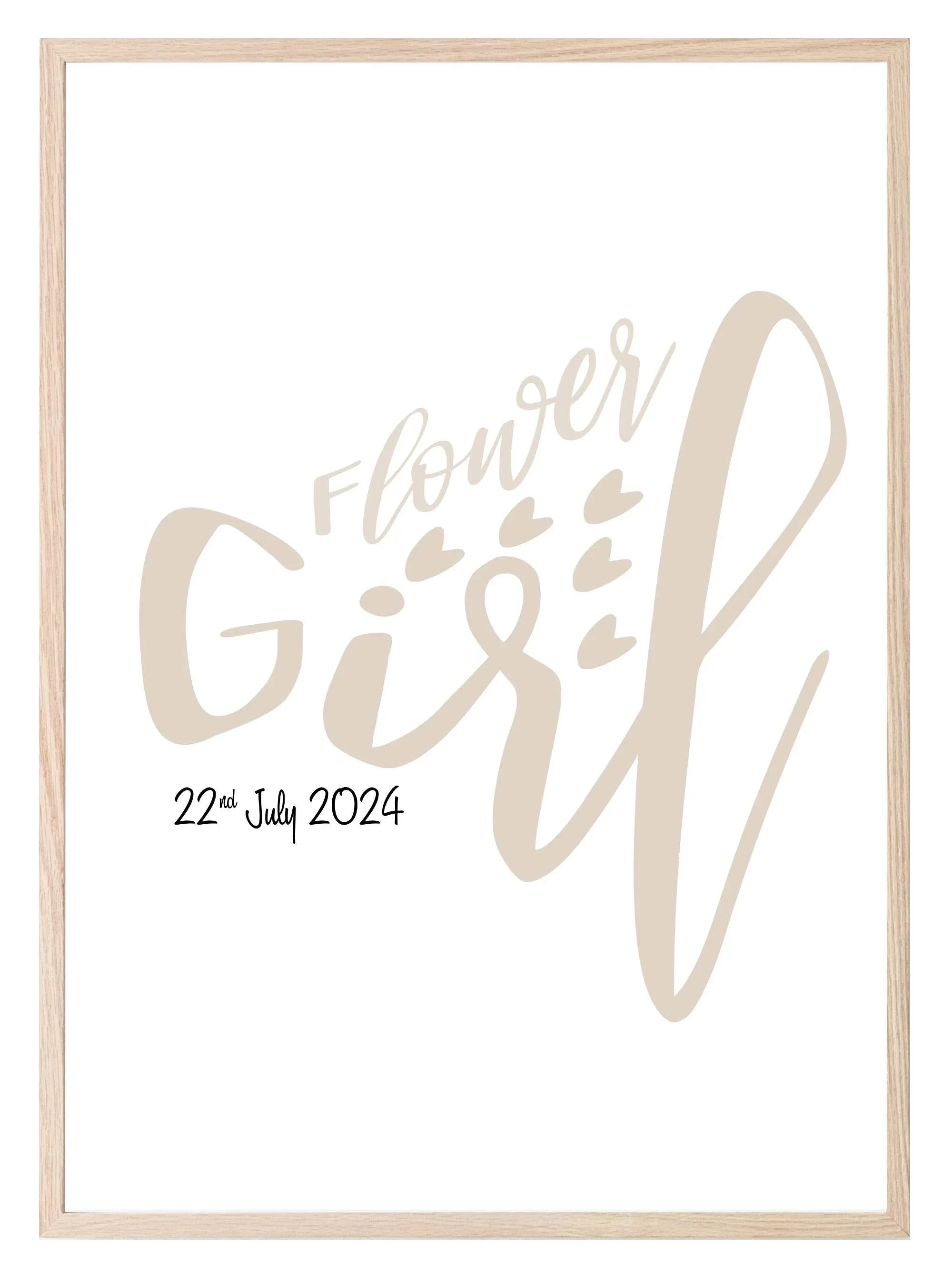 Personalised Date Flower Girl Print | Wedding Wall Art - Larosier Prints