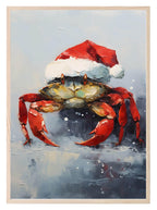 Crab In Santa Hat Oil Painting Print | Christmas Wall Art - Larosier Prints