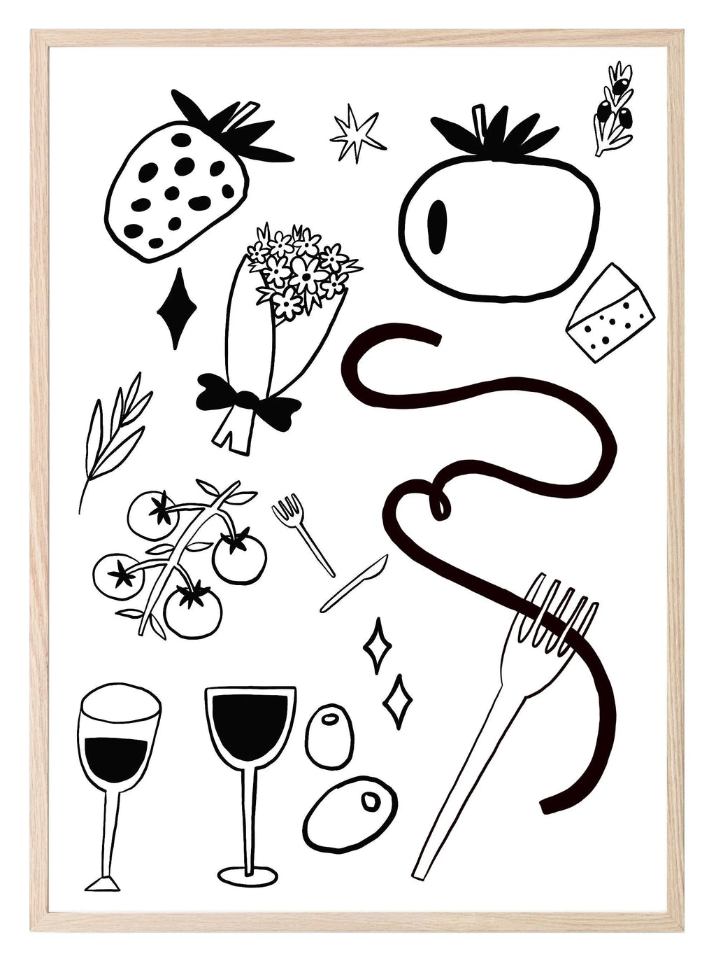 Date Night Print | Monochrome | Kitchen Wall Art - Larosier Prints