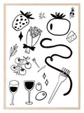 Date Night Print | Monochrome | Kitchen Wall Art - Larosier Prints