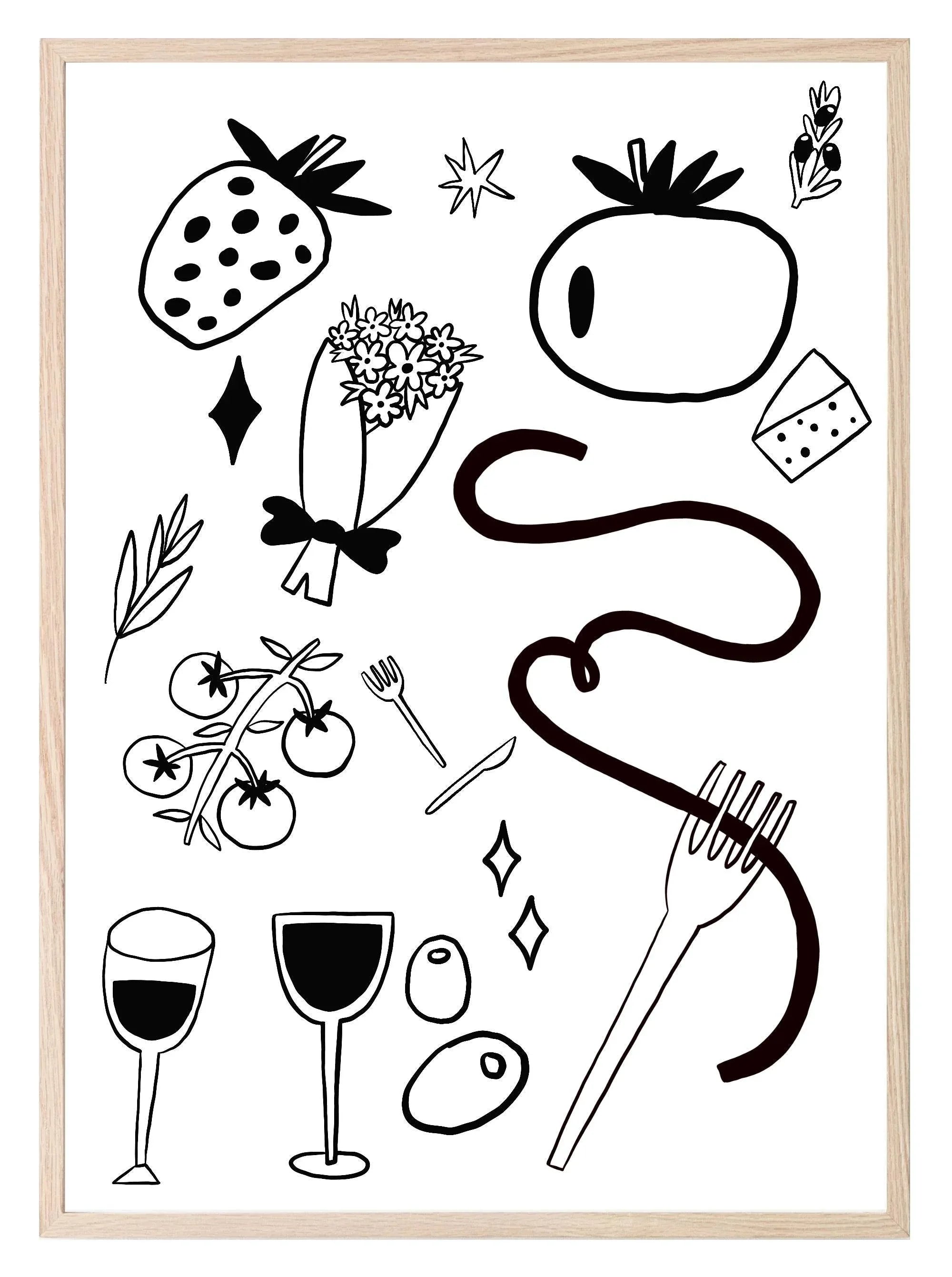 Date Night Print | Monochrome | Kitchen Wall Art - Larosier Prints