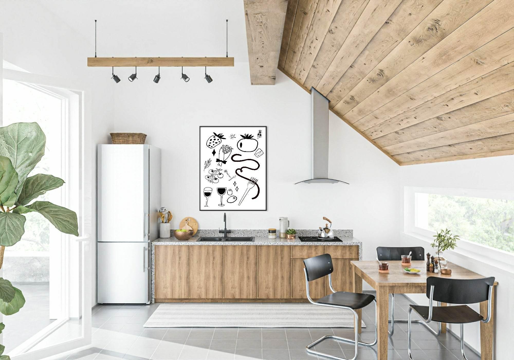Date Night Print | Monochrome | Kitchen Wall Art - Larosier Prints
