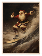 Vintage Santa Ice Surfing Print | Christmas Wall Art - Larosier Prints
