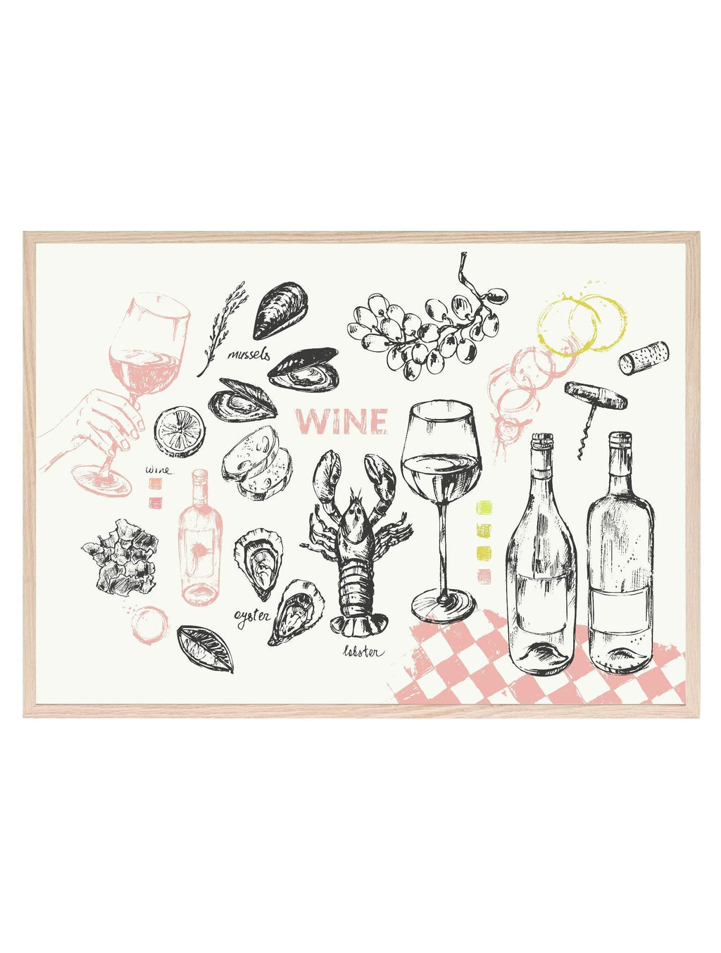 Picnic Print | Wine And Snack | Illustrated Wall Art - Larosier Prints