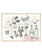 Picnic Print | Wine And Snack | Illustrated Wall Art - Larosier Prints