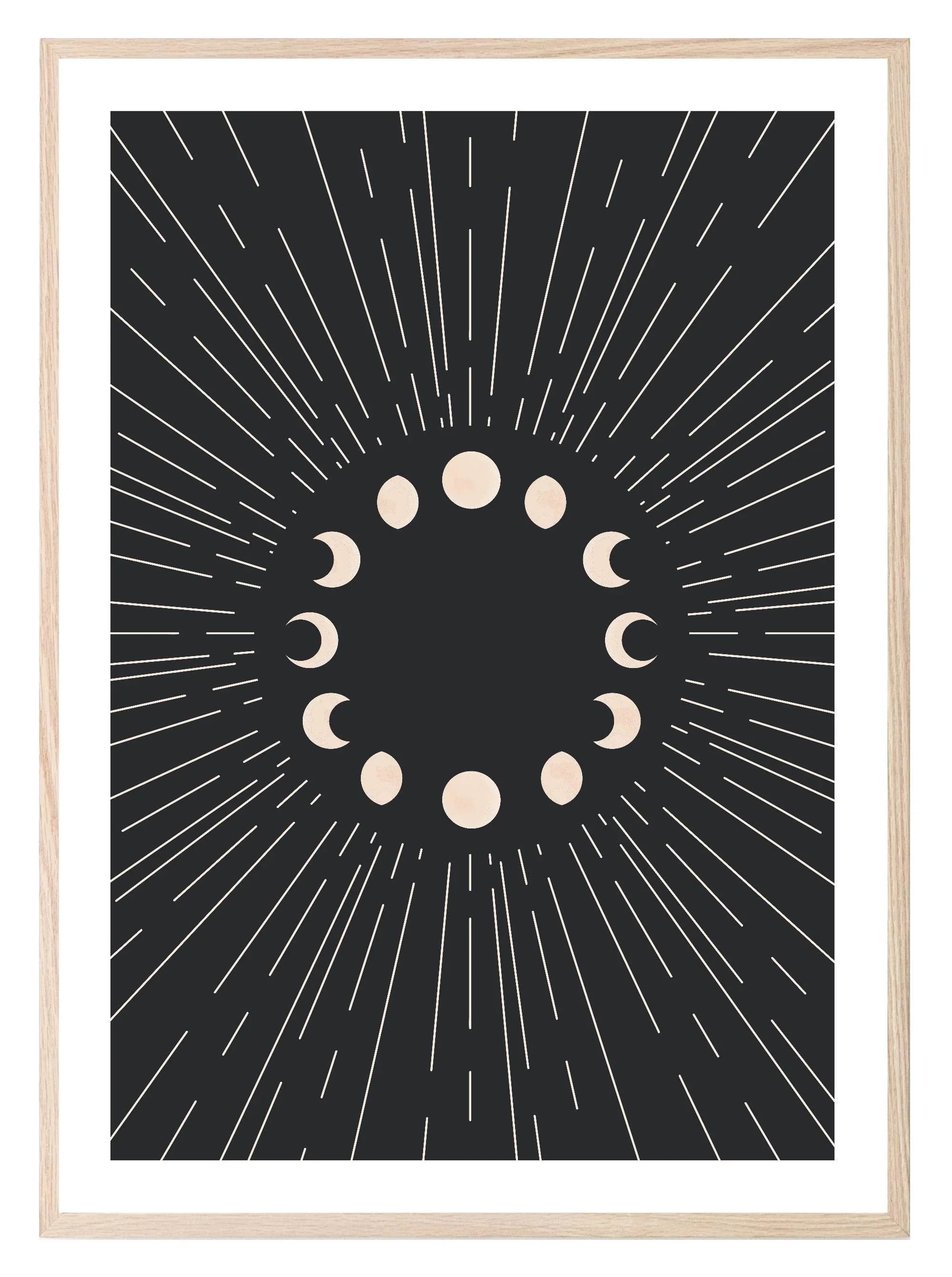 Moon Cycle Print | Dark | Celestial Wall Art - Larosier Prints