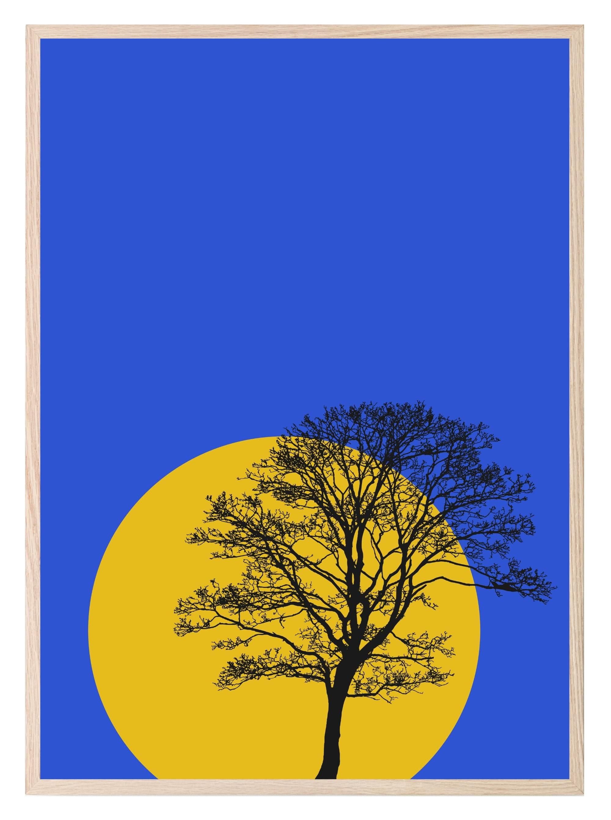 Abstract Sunset Print | Tree | Blue | Colourful Wall Art - Larosier Prints
