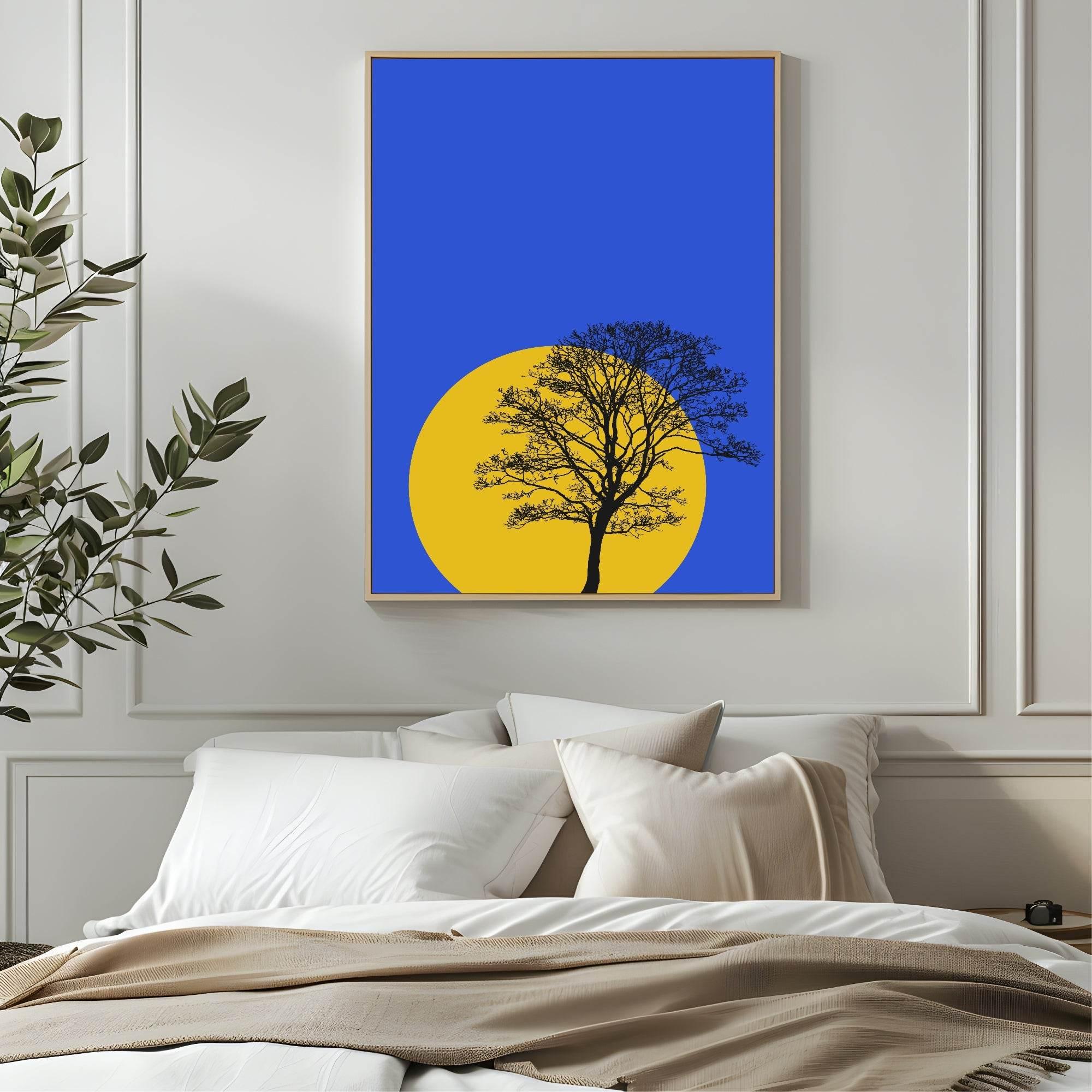 Abstract Sunset Print | Tree | Blue | Colourful Wall Art - Larosier Prints