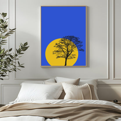 Abstract Sunset Print | Tree | Blue | Colourful Wall Art