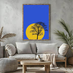 Abstract Sunset Print | Tree | Blue | Colourful Wall Art - Larosier Prints